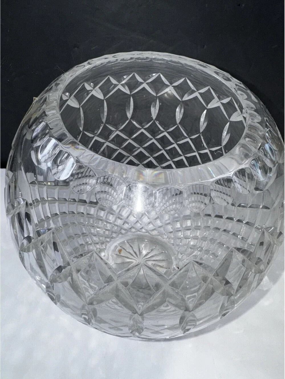 Vtg Polish Lead Crystal Vase Hand Cut Heavy Cut Glass Poland Starburst Base